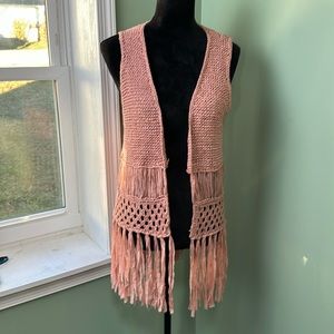 Painted threads, dusty, pink sweater, vest, small